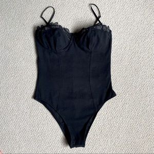 Victoria’s Secret Black Lace Trim Stretch Bodysuit